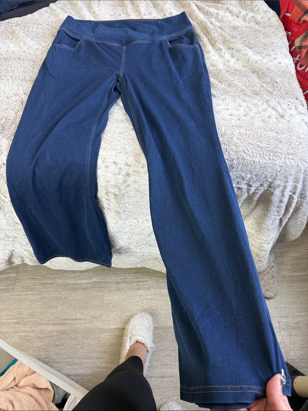 HALARA Navy Blue Flared-Leg Pull-On Jeans XL